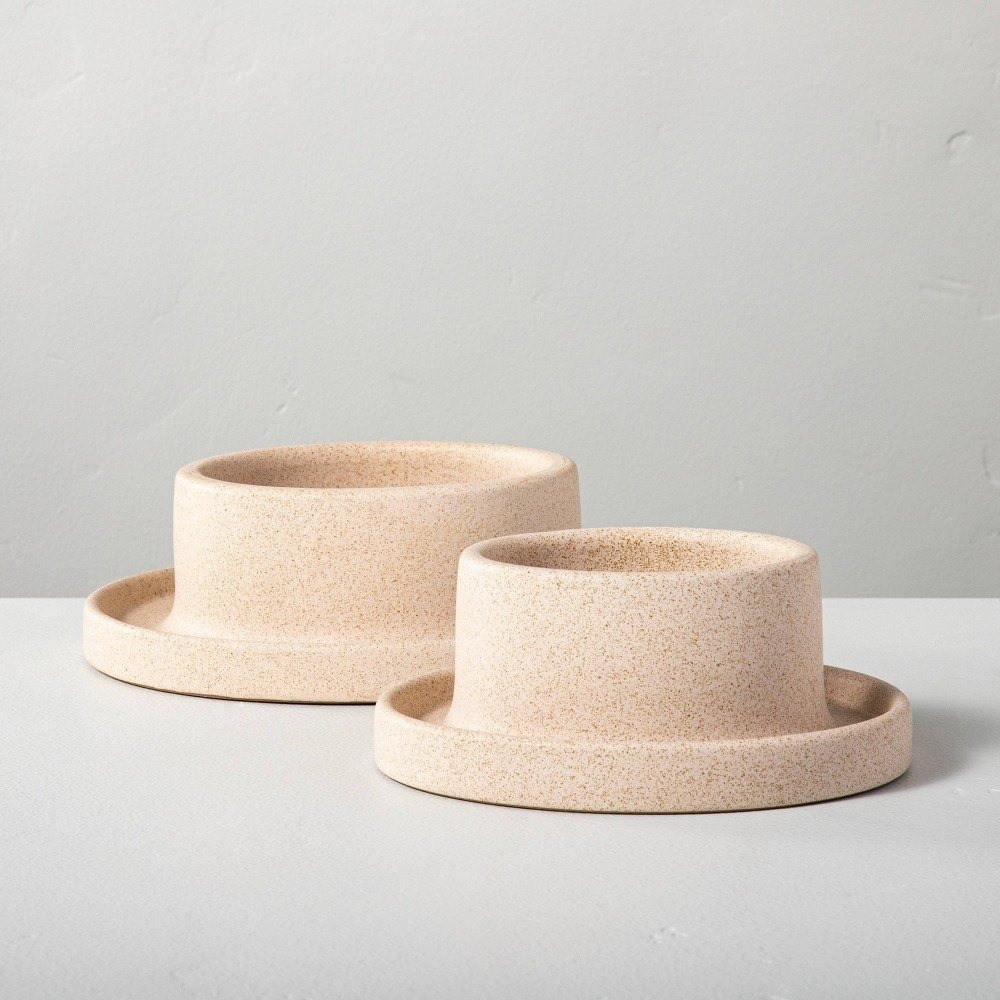 Stoneware Pillar Candleholders Natural Sand - Hearth & Hand Magnolia, Target